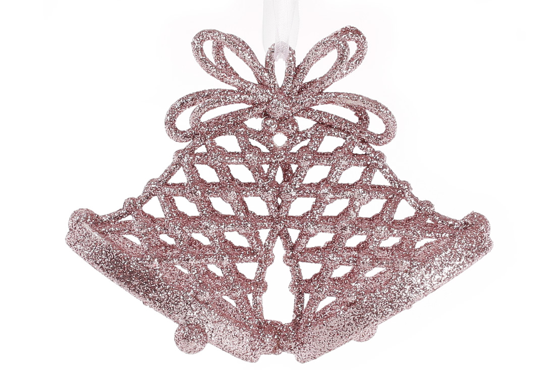 Ялинкова прикраса Дзвіночки 11см, колір - світло-рожевий - Фото