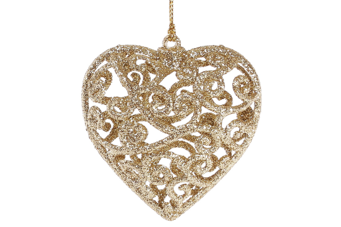 Ялинкова прикраса Серце 7.5*8см, колір - золото - Фото