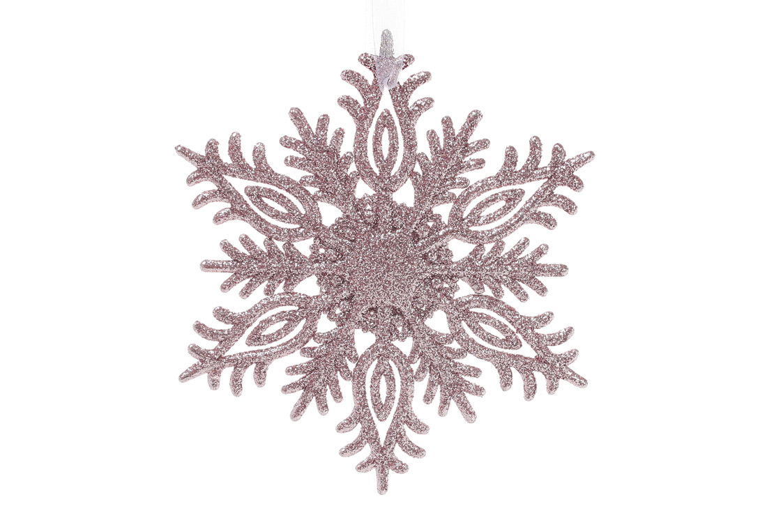 Ялинкова прикраса Сніжинка 15см, колір - світло-рожевий - Фото