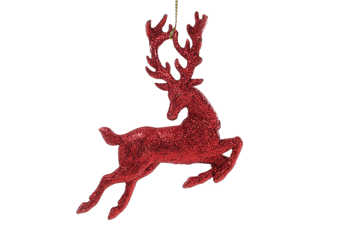 Ялинкова прикраса Олень 13см, колір - червоний - Фото