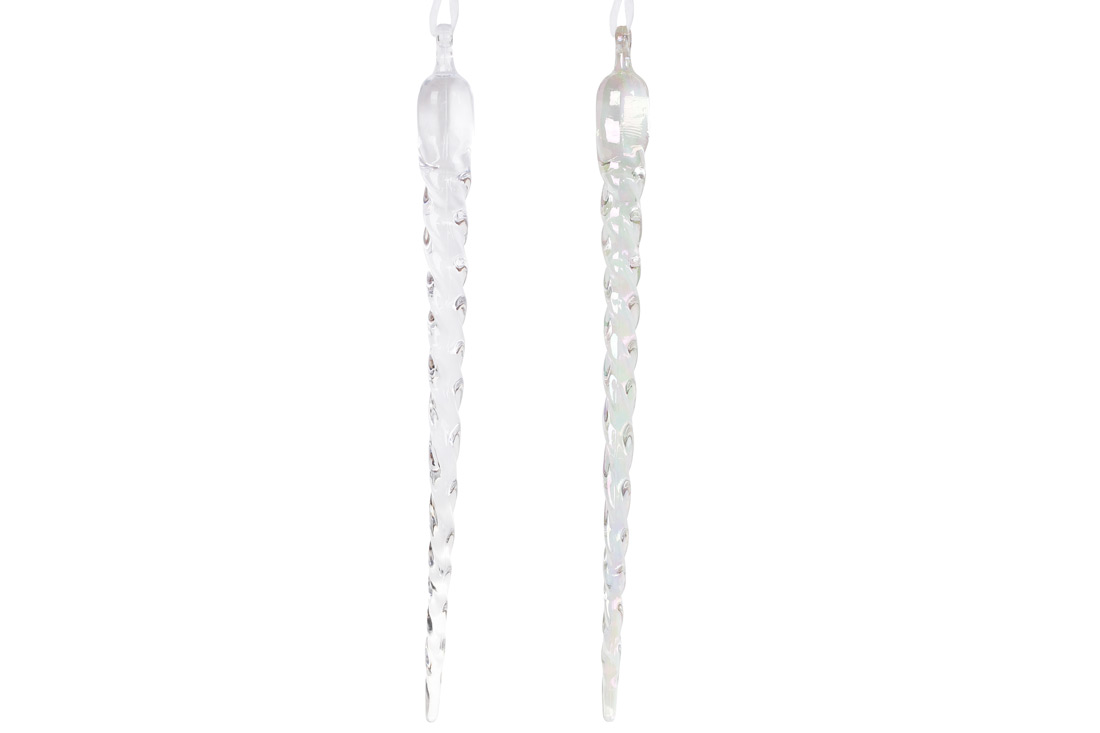 Акрилова підвіска Бурулька 28.5см, 2 дизайни - прозорий лід та діамантовий блиск - Фото