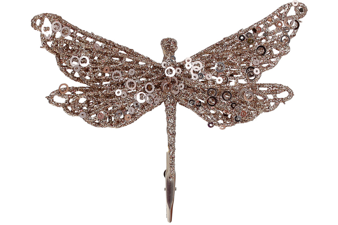 Ялинкова прикраса на кліпсе Бабка, 17см, колір - мокко гліттер - Фото