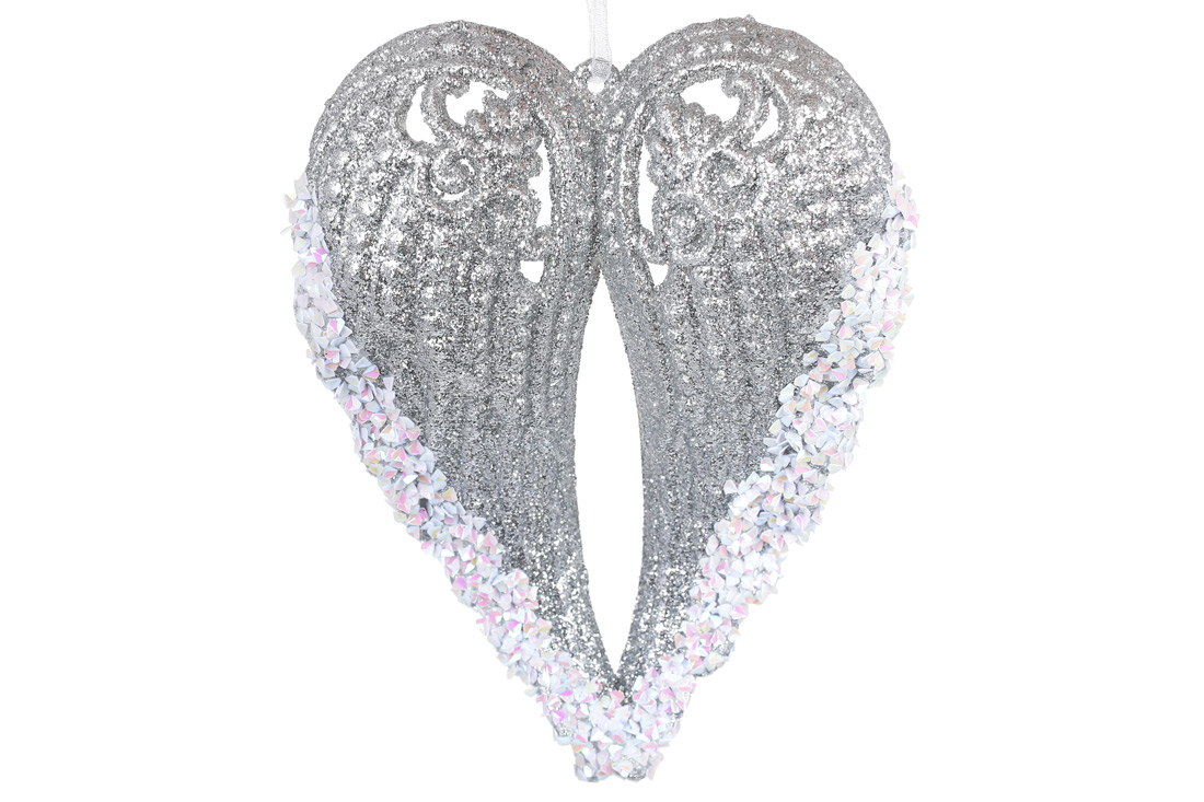 Ялинкова прикраса Крила 15см, колір - срібло - Фото