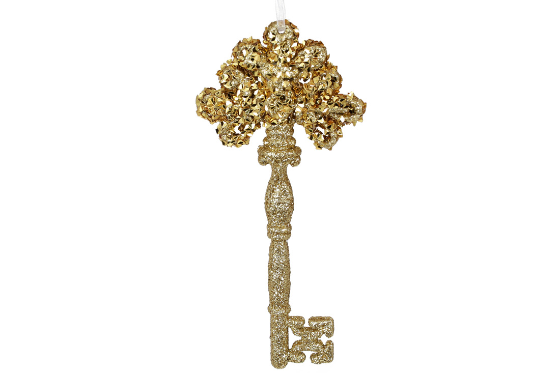 Ялинкова прикраса Ключ 15.5см, колір - золото - Фото