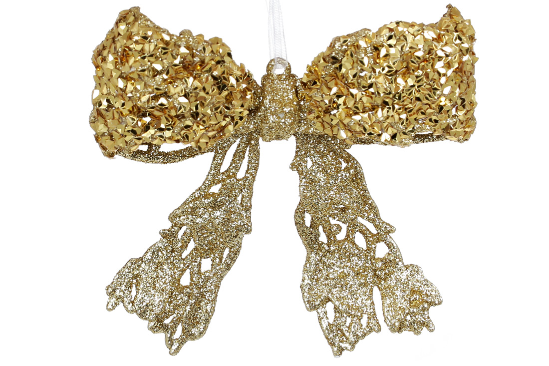 Ялинкова прикраса Бант 10см, колір - золото - Фото