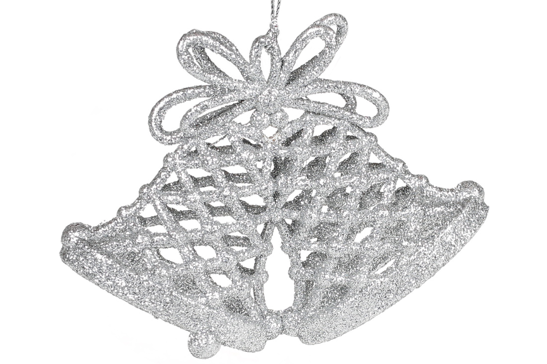 Ялинкова прикраса Дзвіночки 11см, колір - срібло - Фото