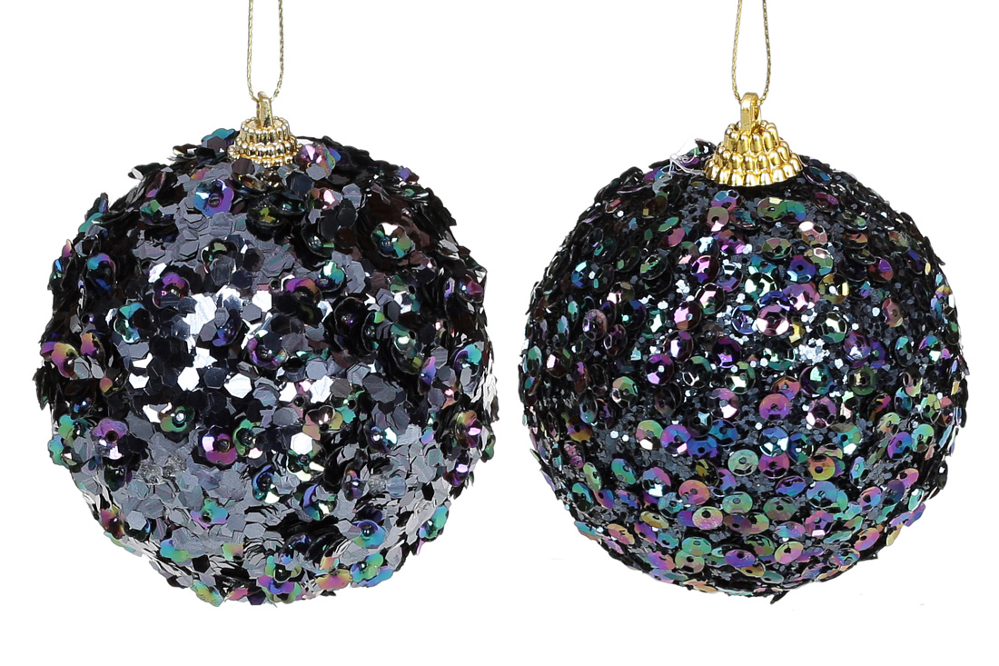 Ялинкова куля 8см, колір - діамантовий синій - Фото