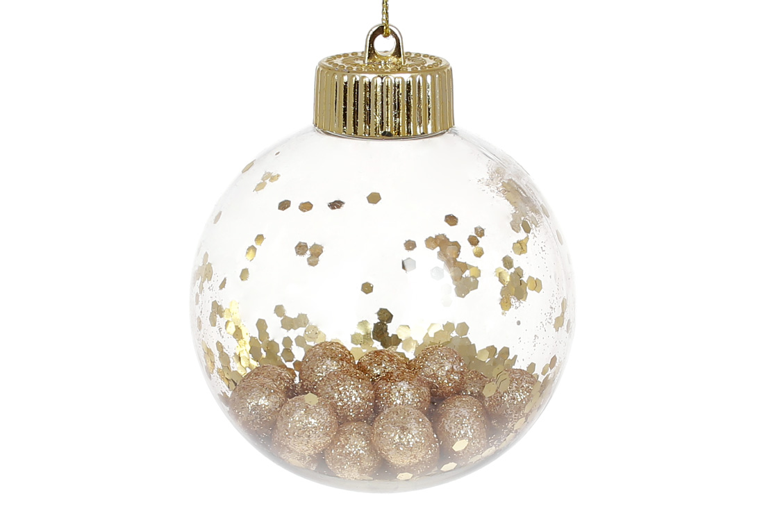 Ялинкова куля із золотим декором усередині 8 см, колір - золото - Фото