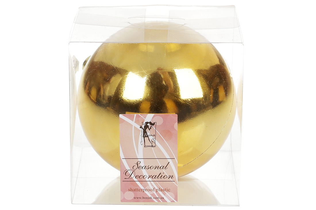 Куля декоративна, 12см, колір - золото, глянець - Фото