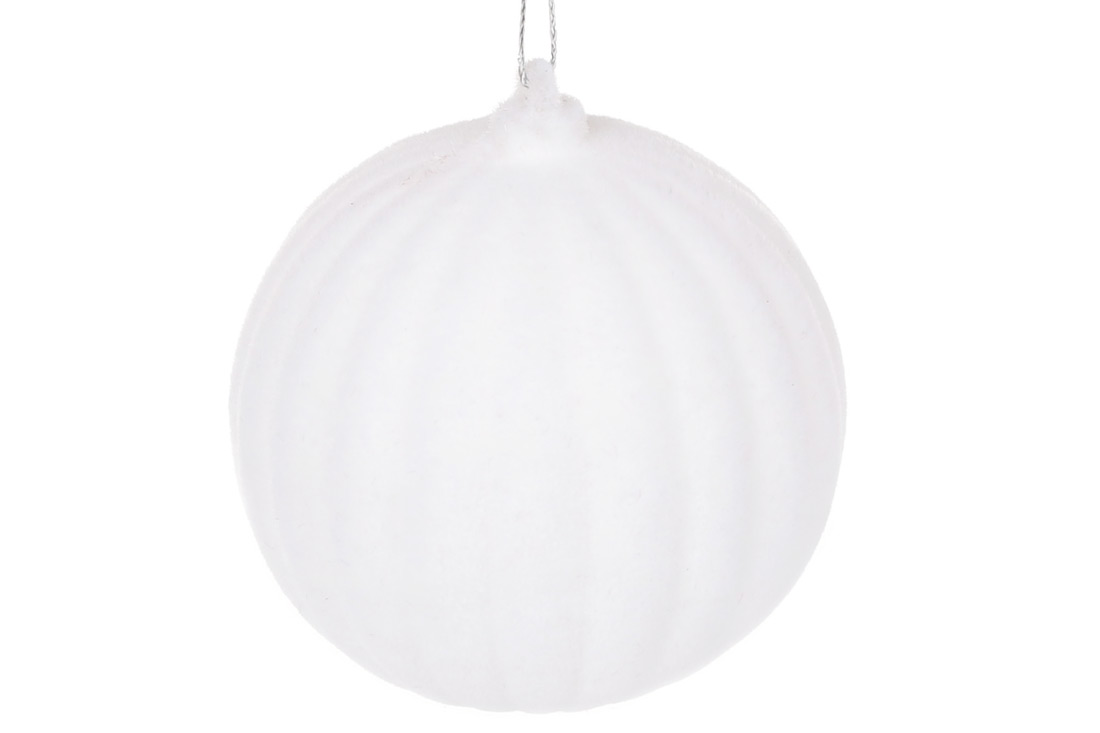Ялинкова куля 8см, колір - білий велюр - Фото