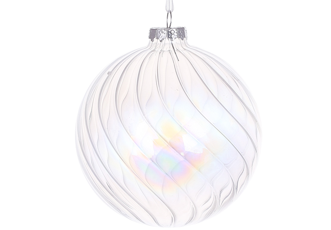 Ялинковий шар 10см, колір - прозорий перламутр - Фото