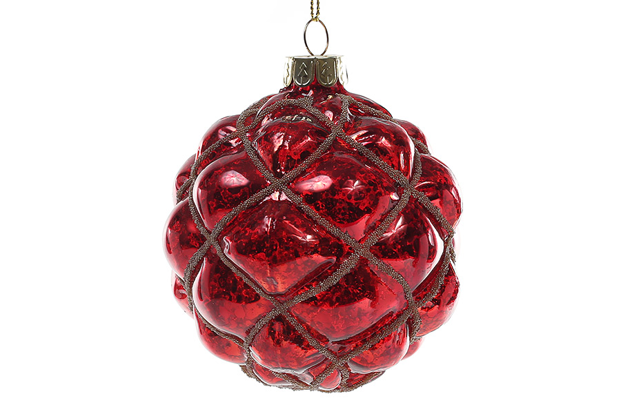 Ялинкова куля 8см червоний антик - Фото