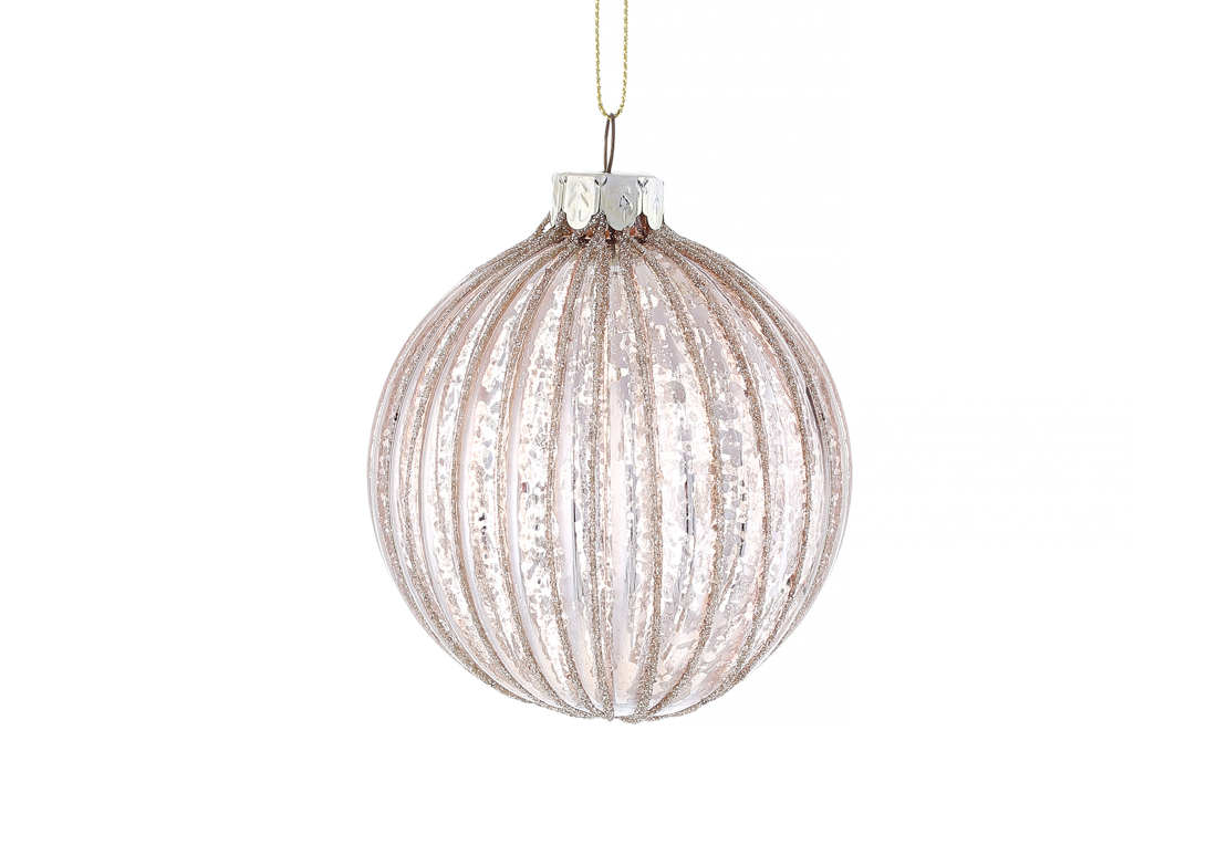 Ялинкова куля рельєфної форми 8см, колір - карамель антик - Фото