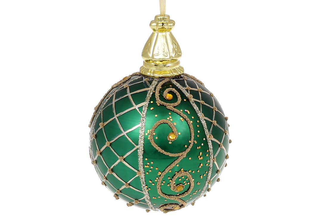 Ялинкова куля 8см Смарагд в дисплей коробці - Фото