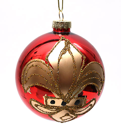 Набір ялинкових куль (2шт) 8см, колір - червоний з візерунками - Фото