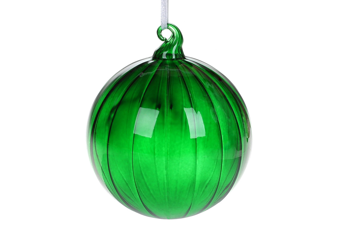 Ялинкова куля із прозорого скла, 10см, колір - зелений - Фото