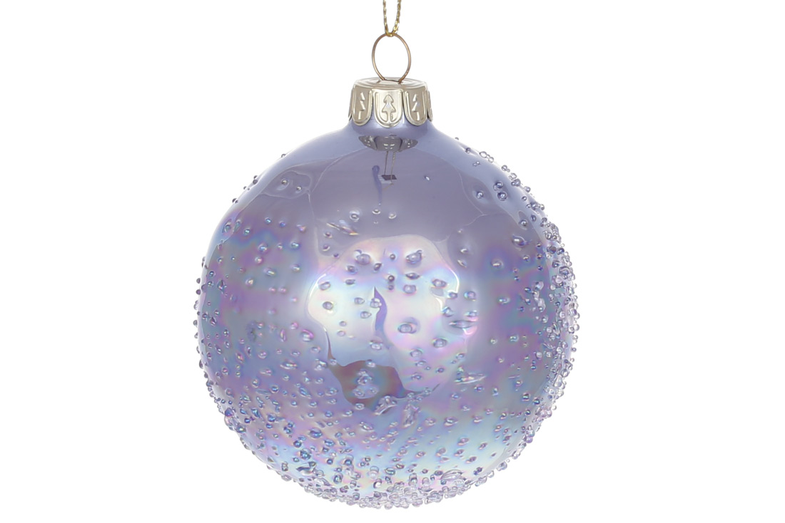 Ялинкова куля з покриттям "лід" 8см, колір - бузковий діамант - Фото