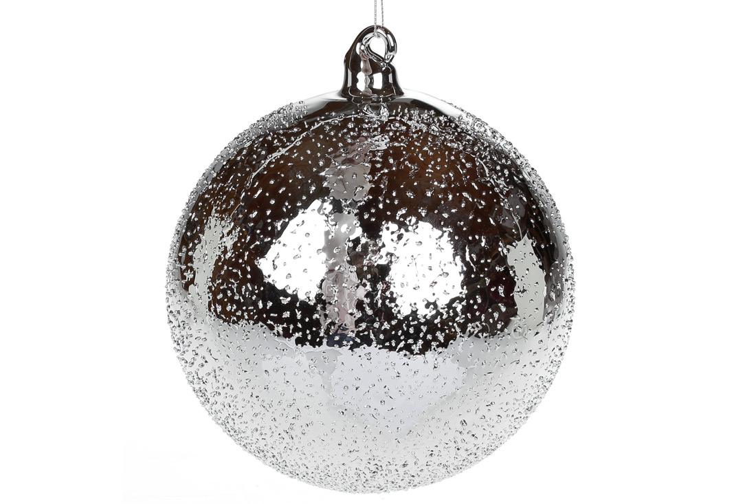 Ялинкова куля напівпрозора, 15см, колір - дзеркальний графіт - Фото