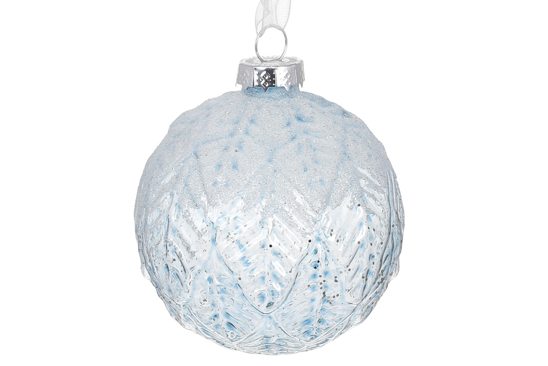 Ялинкова куля з рельєфної форми 8см, колір - зимове небо - Фото