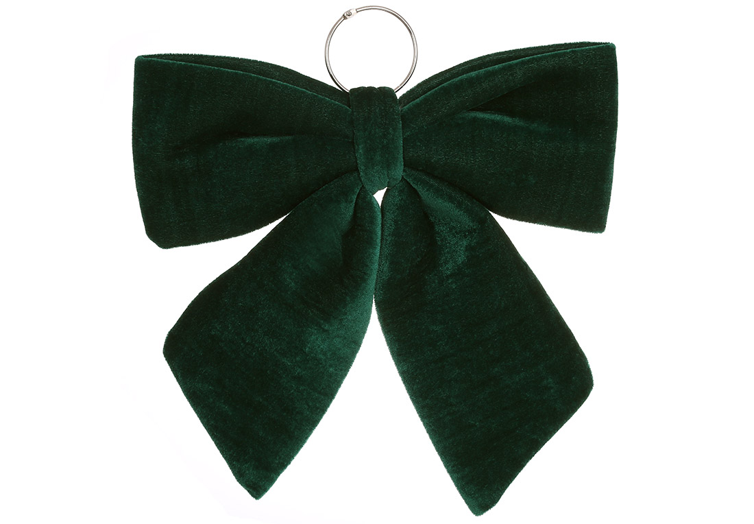 Оксамитовий смарагдовий бант 34см - Фото