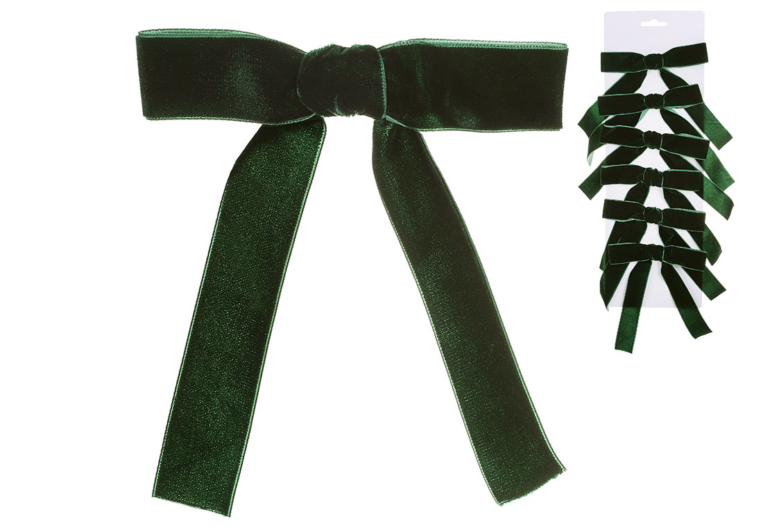 Набір (6шт) оксамитових бантів 13*17см, колір - смарагд - Фото