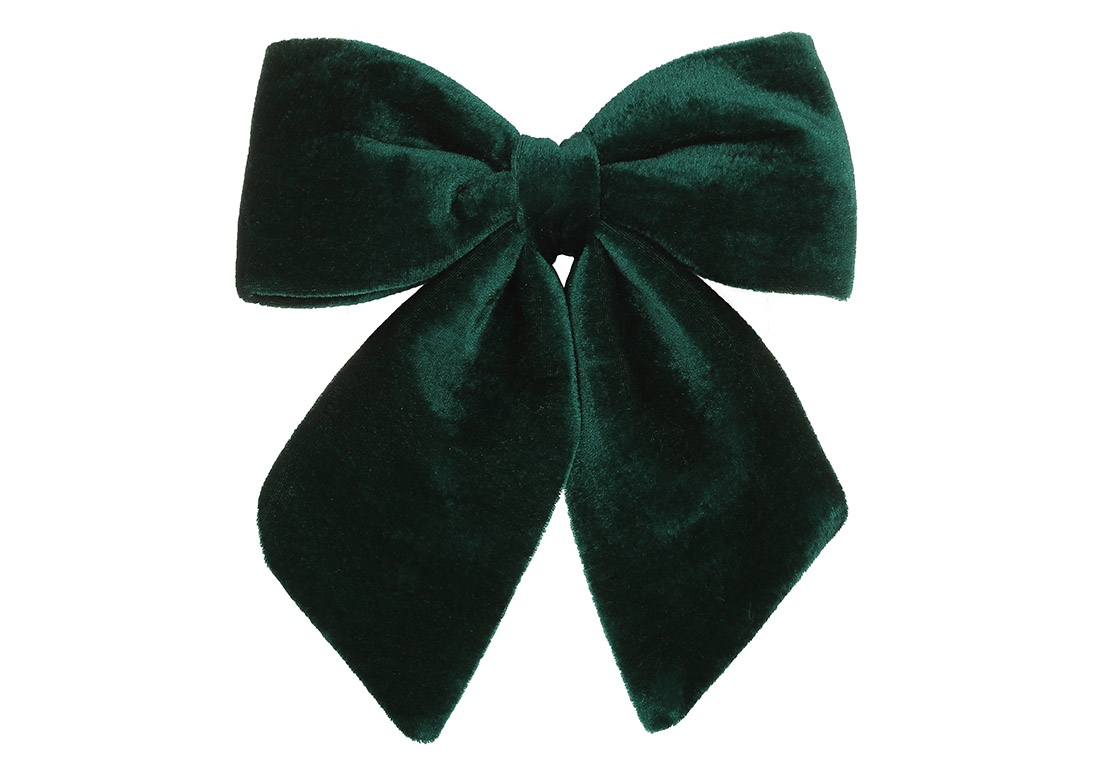 Бант декоративний з оксамиту 22см, колір - смарагд - Фото