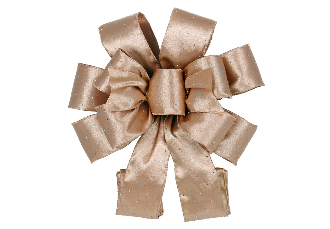 Бант декоративний атласний 28*79см, колір - карамель - Фото
