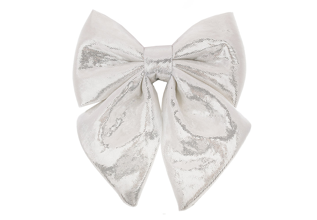 Бант декоративний 13см, колір - срібло - Фото