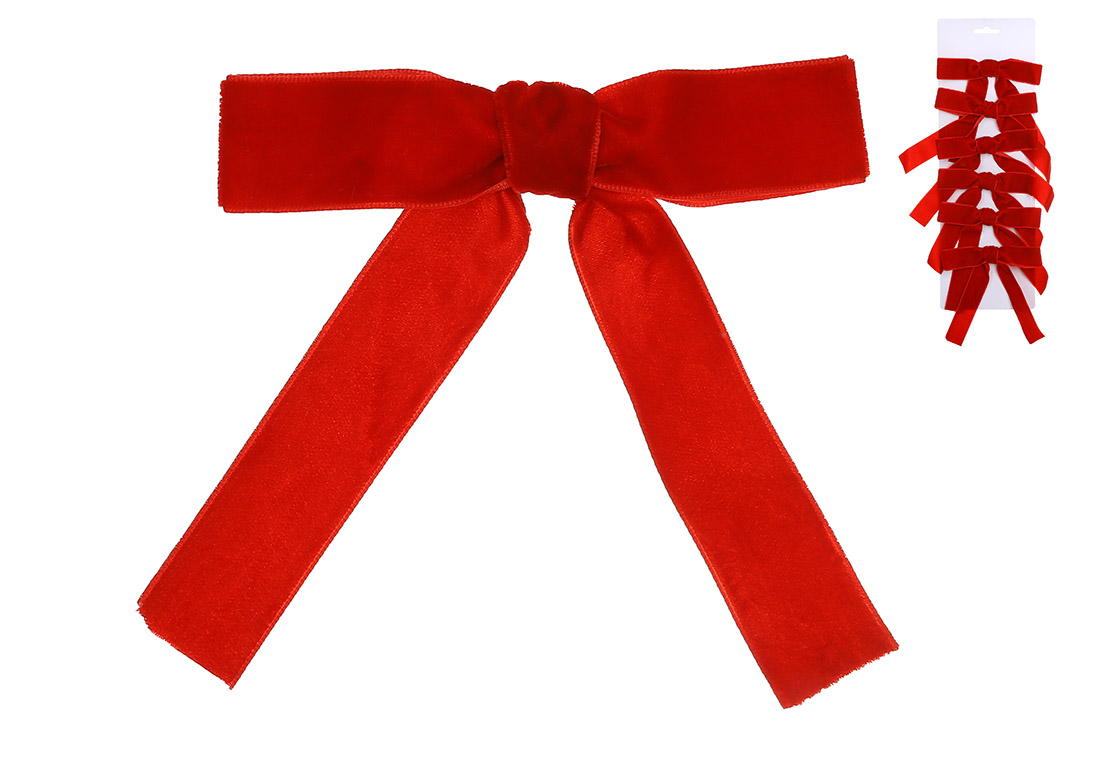 Набір (6шт) оксамитових бантів 13*17см, колір - червоний - Фото