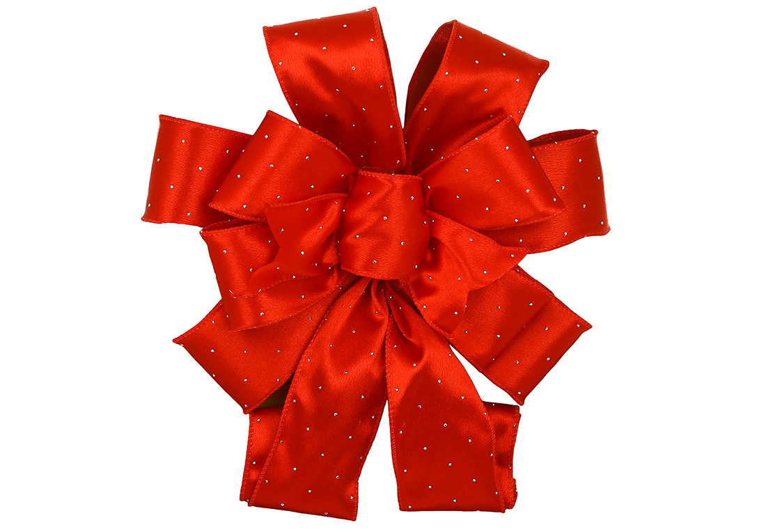Бант декоративний атласний 28*79см, колір - червоний - Фото