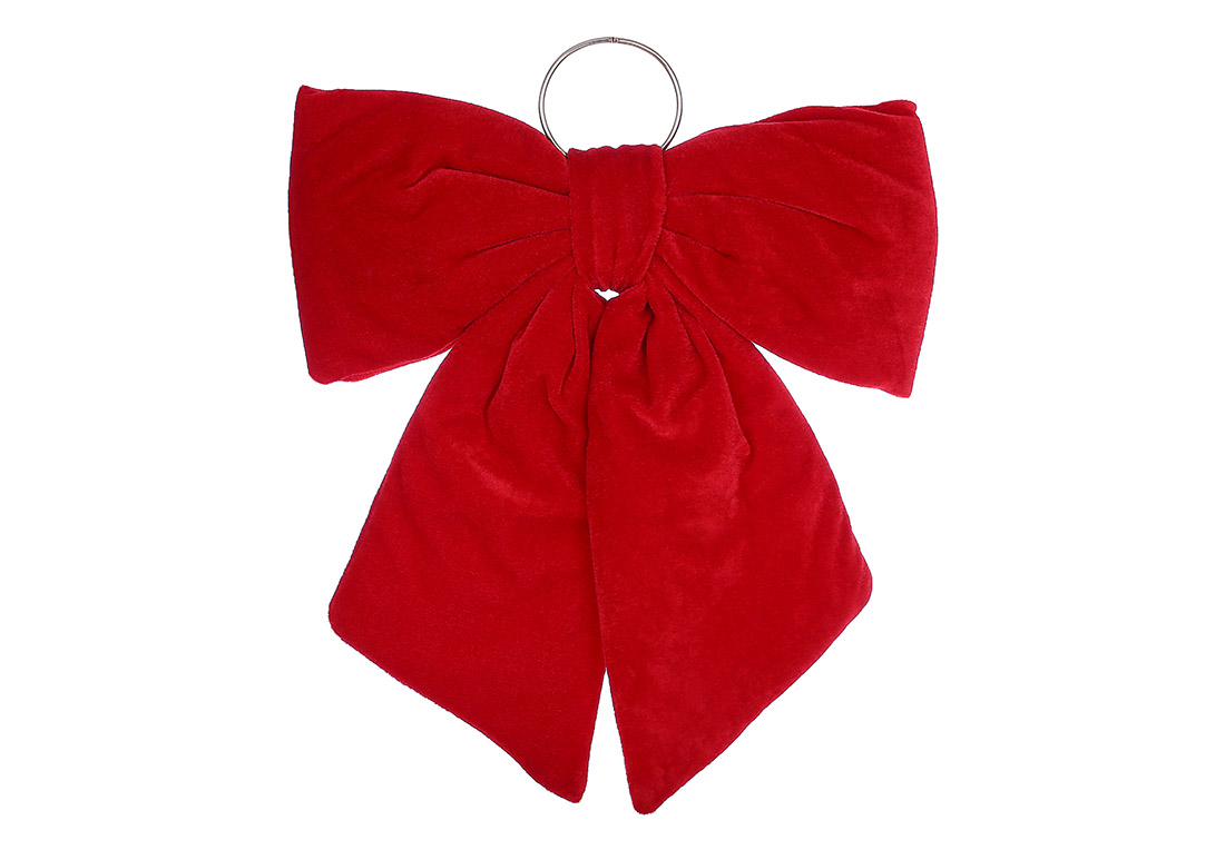Бант декоративний з оксамиту 34см, колір - червоний - Фото