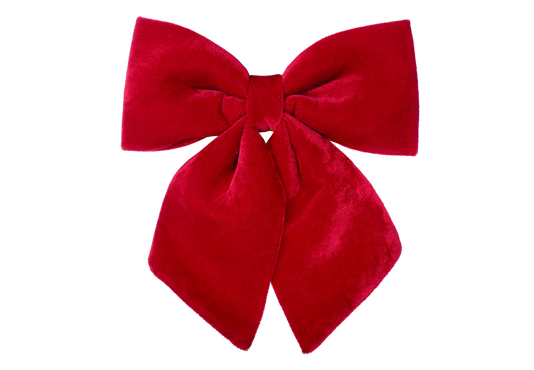Бант декоративний з оксамиту 22см, колір - червоний - Фото