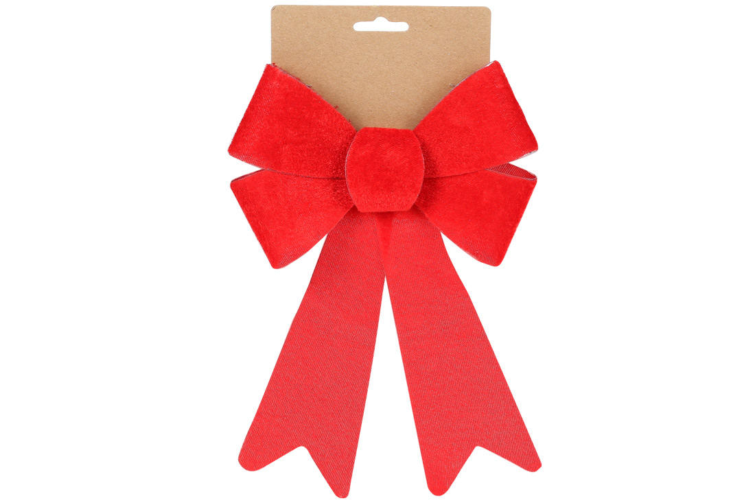 Бант декоративний із оксамиту 16*25см, колір - червоний - Фото