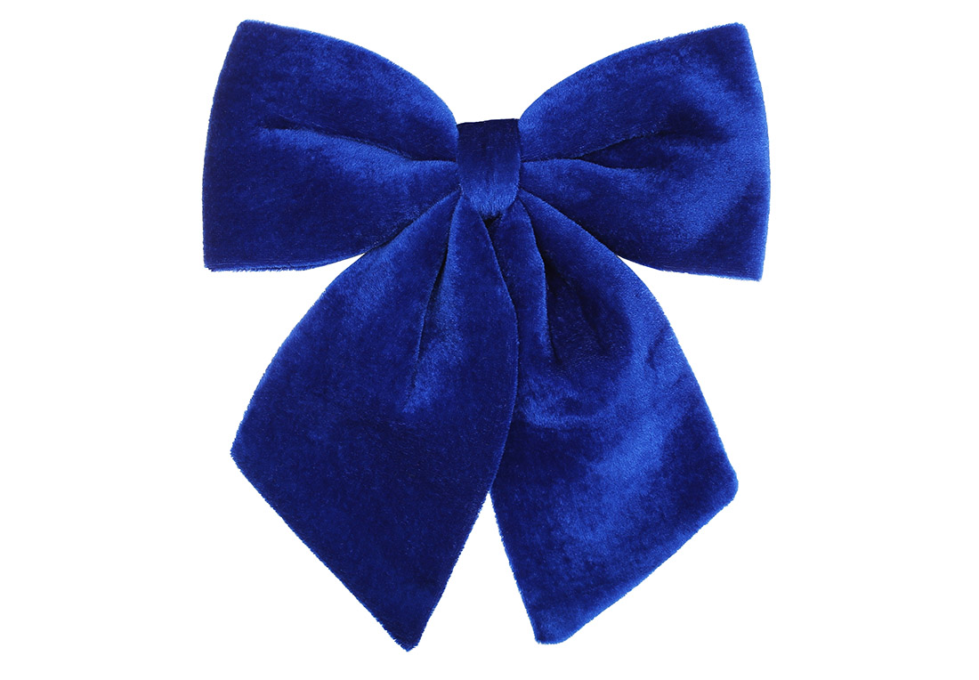 Бант декоративний з оксамиту 22см, колір - королівський синій - Фото