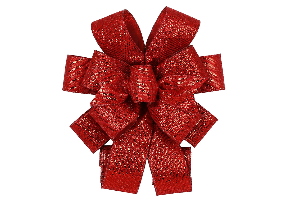 Бант декоративний з глітером, 28*79см, колір - червоний - Фото