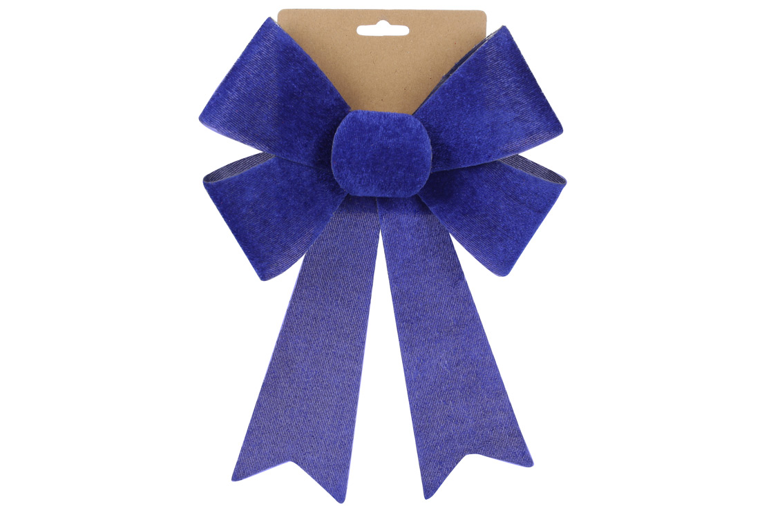 Бант декоративний із оксамиту 20*30см, колір - королівський синій - Фото
