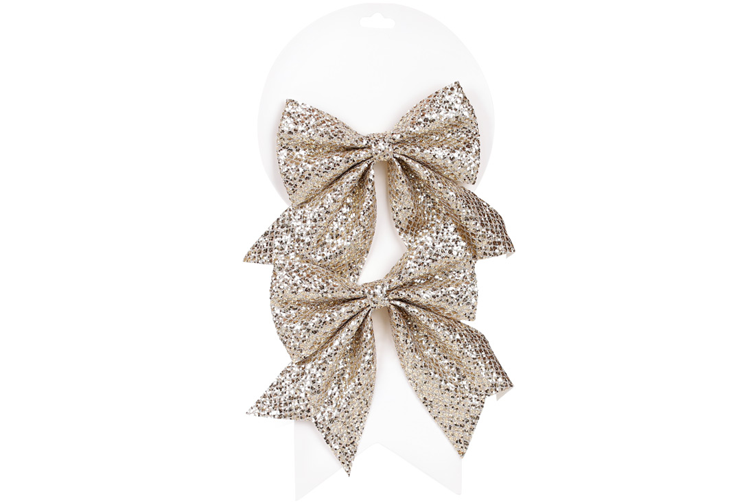 Набір (2шт) декоративних бантів, 13см, колір - золотий - Фото