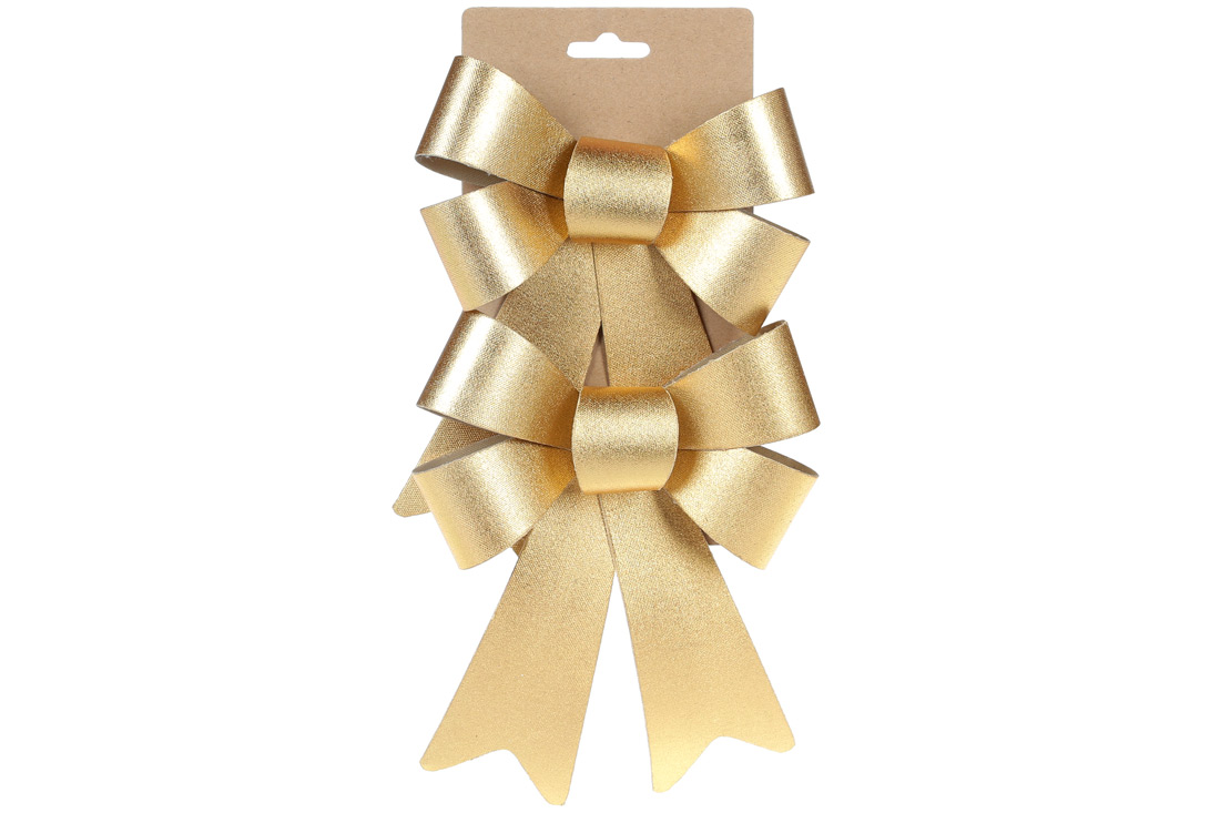 Набір (2 шт) декоративних бантів 14*20см, колір - атласний золотий - Фото