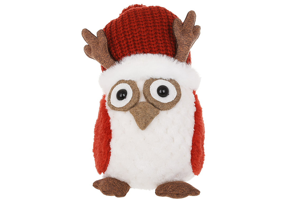М'яка іграшка Совушка в оленячій шапці, 23*21*34см - Фото