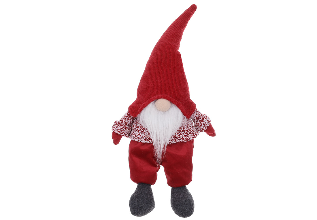 М'яка іграшка Сидячий Гном, 19*12*48см, колір - червоний - Фото