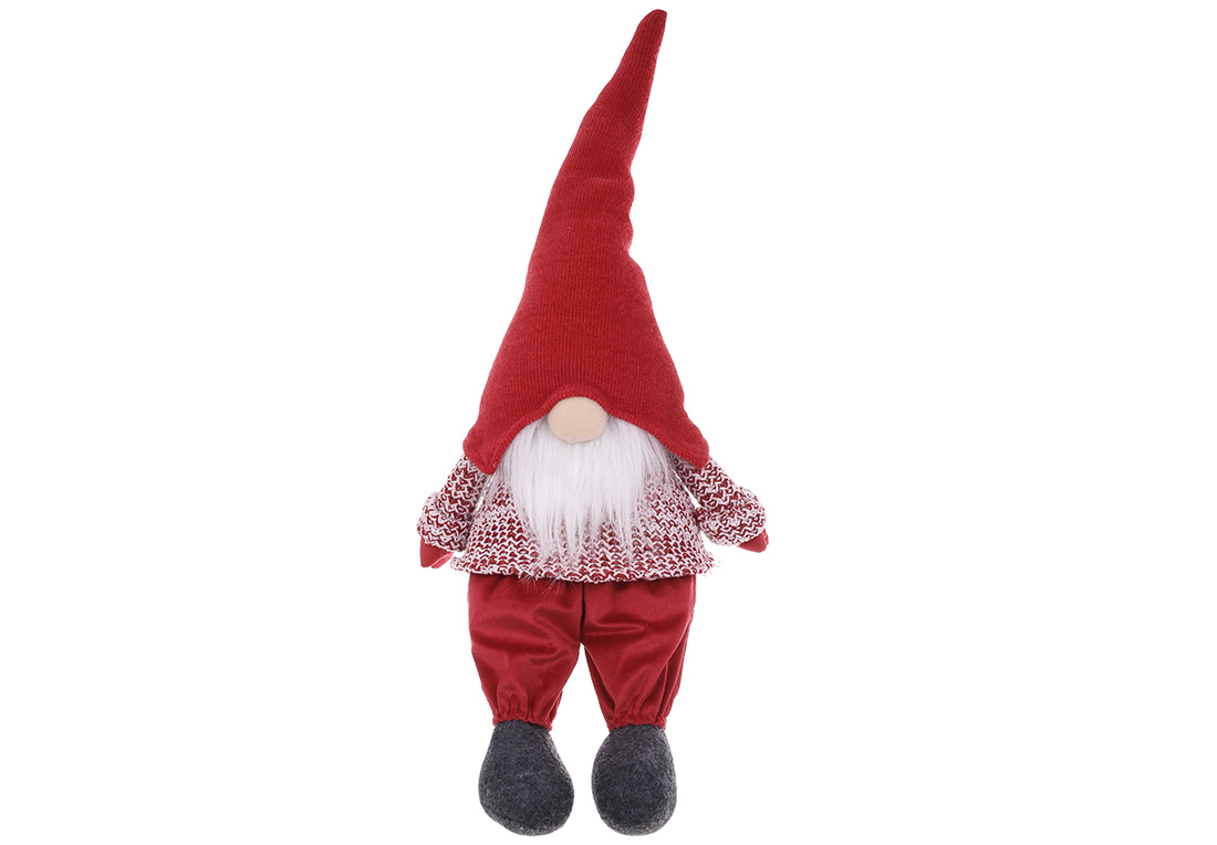 М'яка іграшка Сидячий Гном, 28*18*69см, колір - червоний - Фото