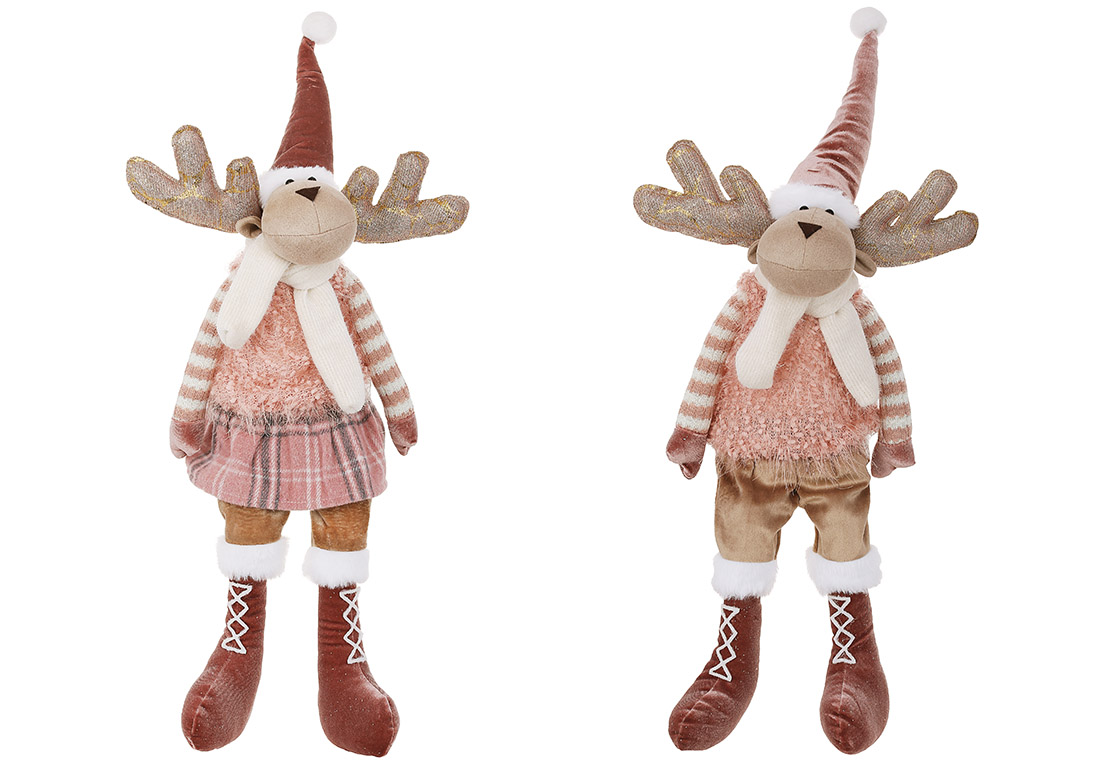 М'яка іграшка Сидячий Олень, 21*18*70см, 2 дизайну: Дівчинка та Хлопчик, колір - рожевий - Фото