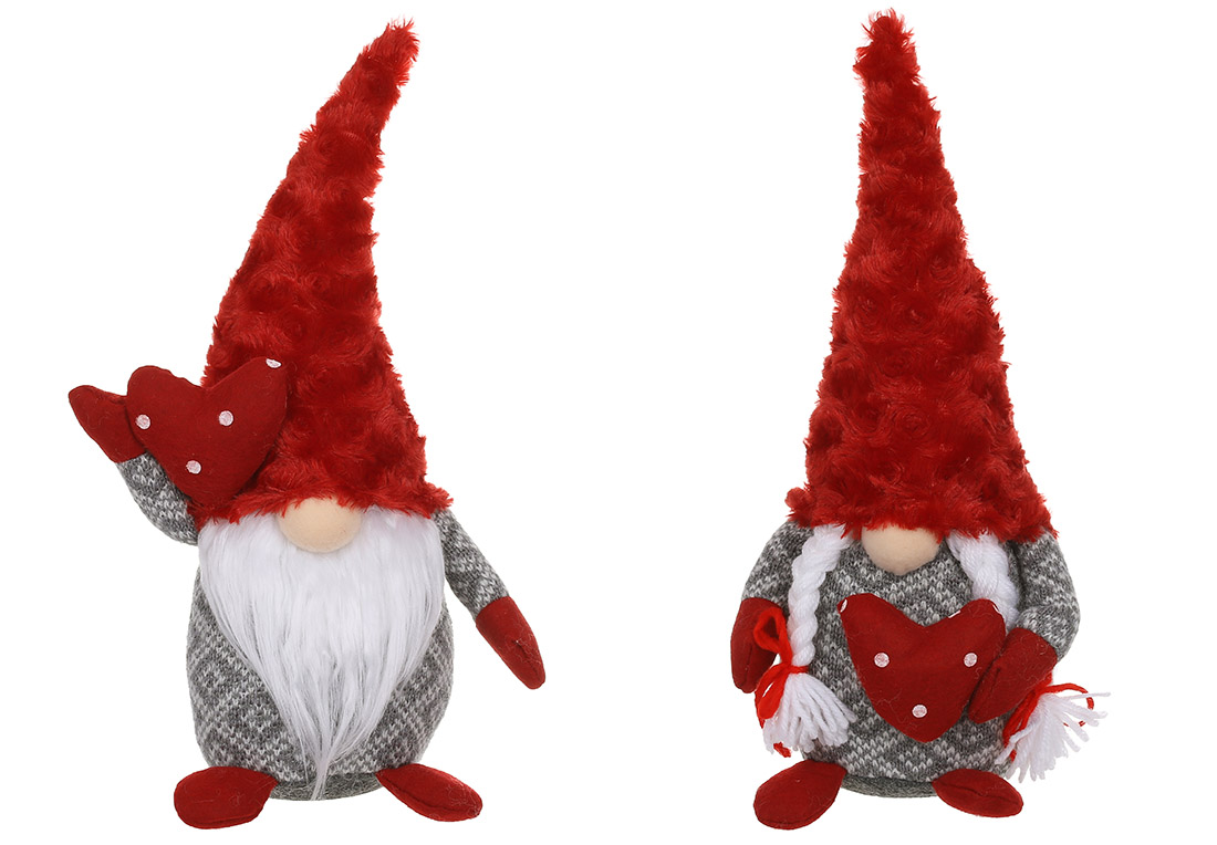 М'яка іграшка Гном, 11*10*25см, 2 дизайни, колір - червоний із сірим - Фото
