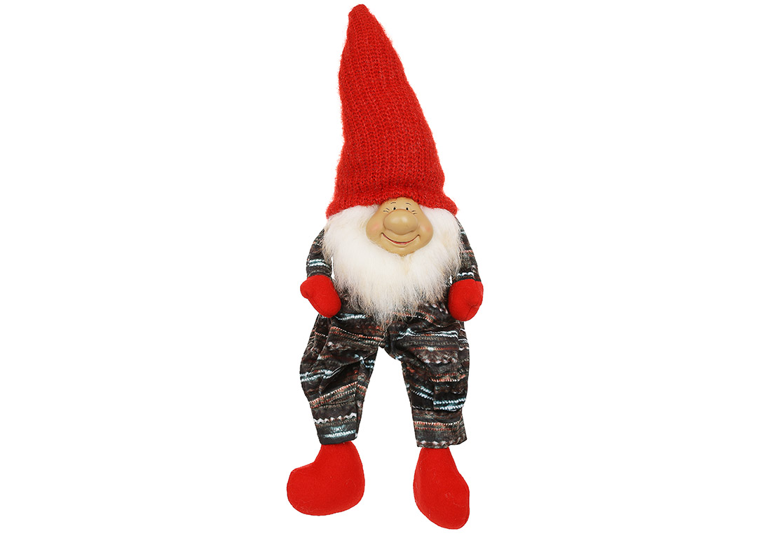 М'яка іграшка Сидячий Гном у червоному ковпаку 65см - Фото