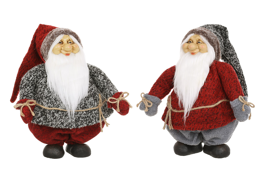 М'яка новорічна іграшка Гном, 2 дизайни, 36см, колір - бордовий із сірим - Фото
