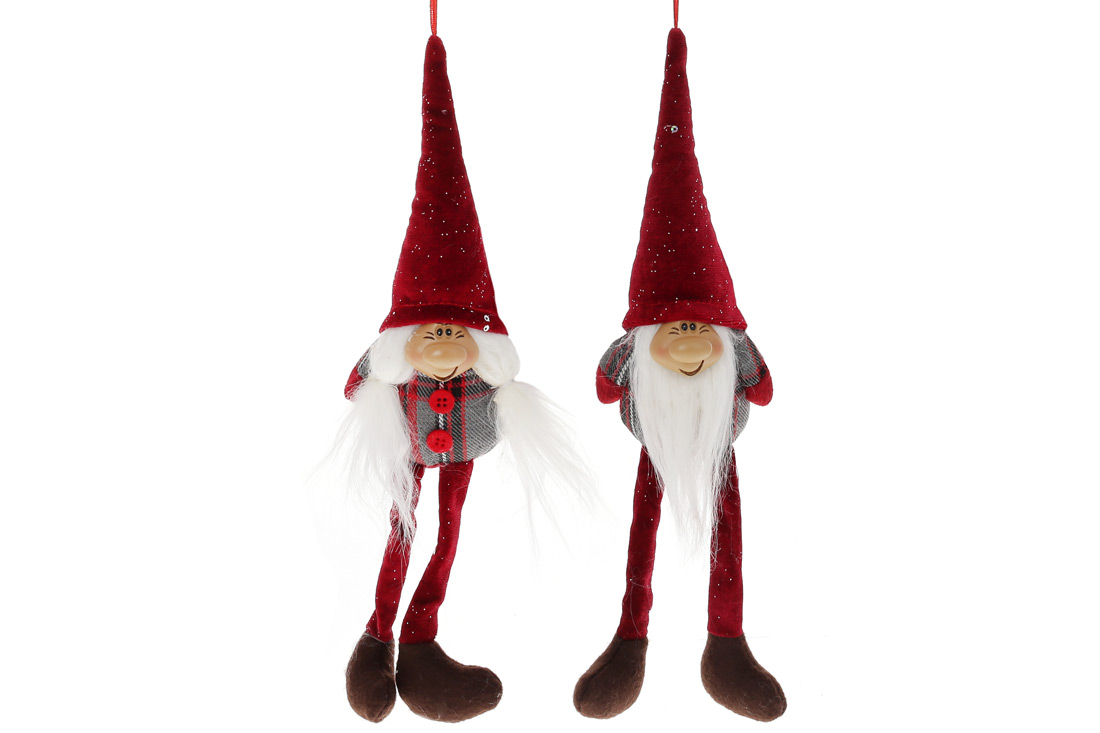 Новорічна підвісна іграшка Гномік 30см, 2 дизайни - Фото