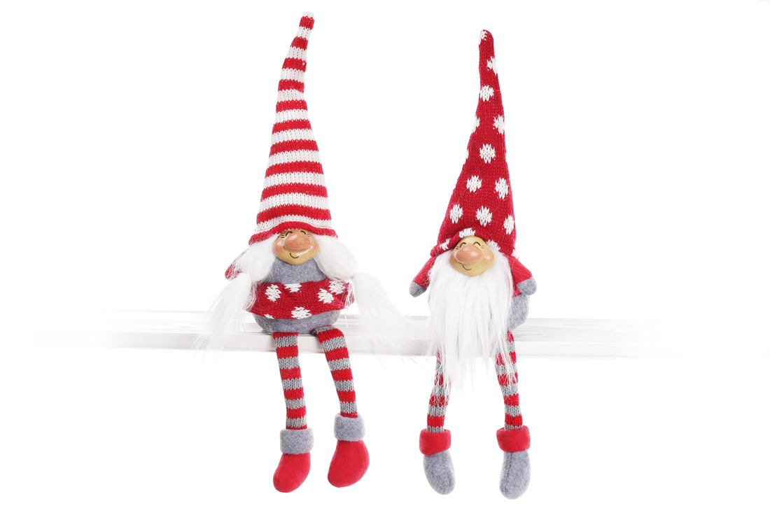 Новорічна м'яка іграшка на підвісі Гномик 30см, 2 дизайни - Фото
