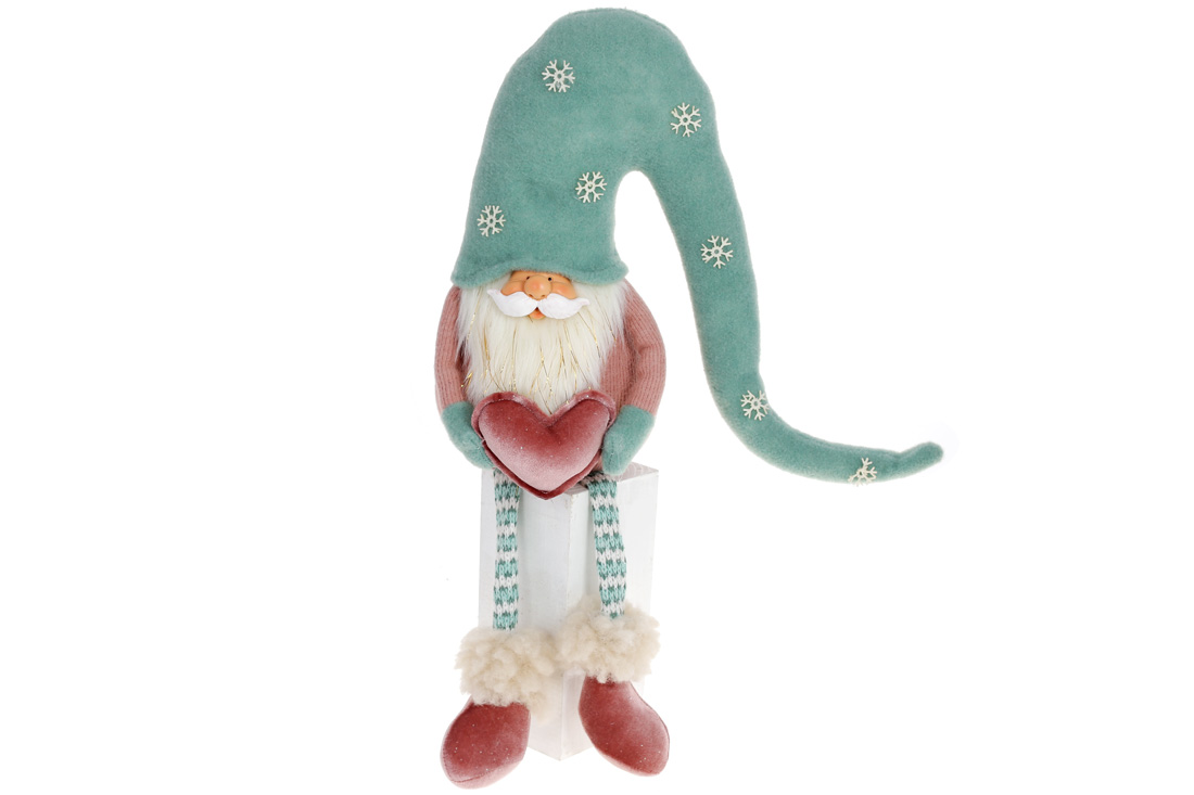 М'яка іграшка Сидячий Гном, 51см, колір - рожевий з м'ятним - Фото