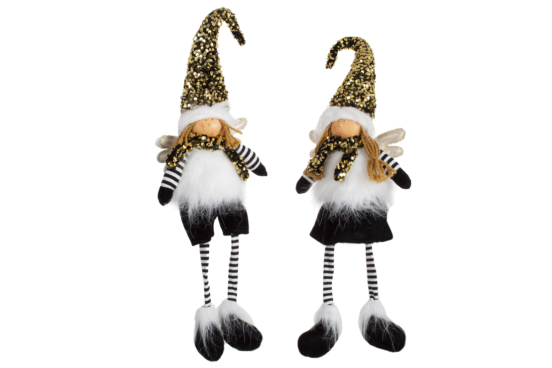 М'яка іграшка Ангел, 70см, 2 дизайну: Дівчинка та Хлопчик, колір - чорний із золотими паєтками - Фото