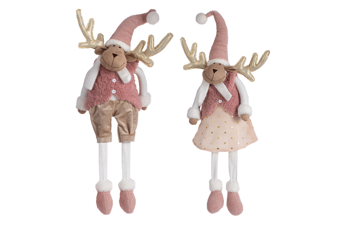 М'яка іграшка Олень 92см, 2 дизайни, колір рожевий-шампань - Фото